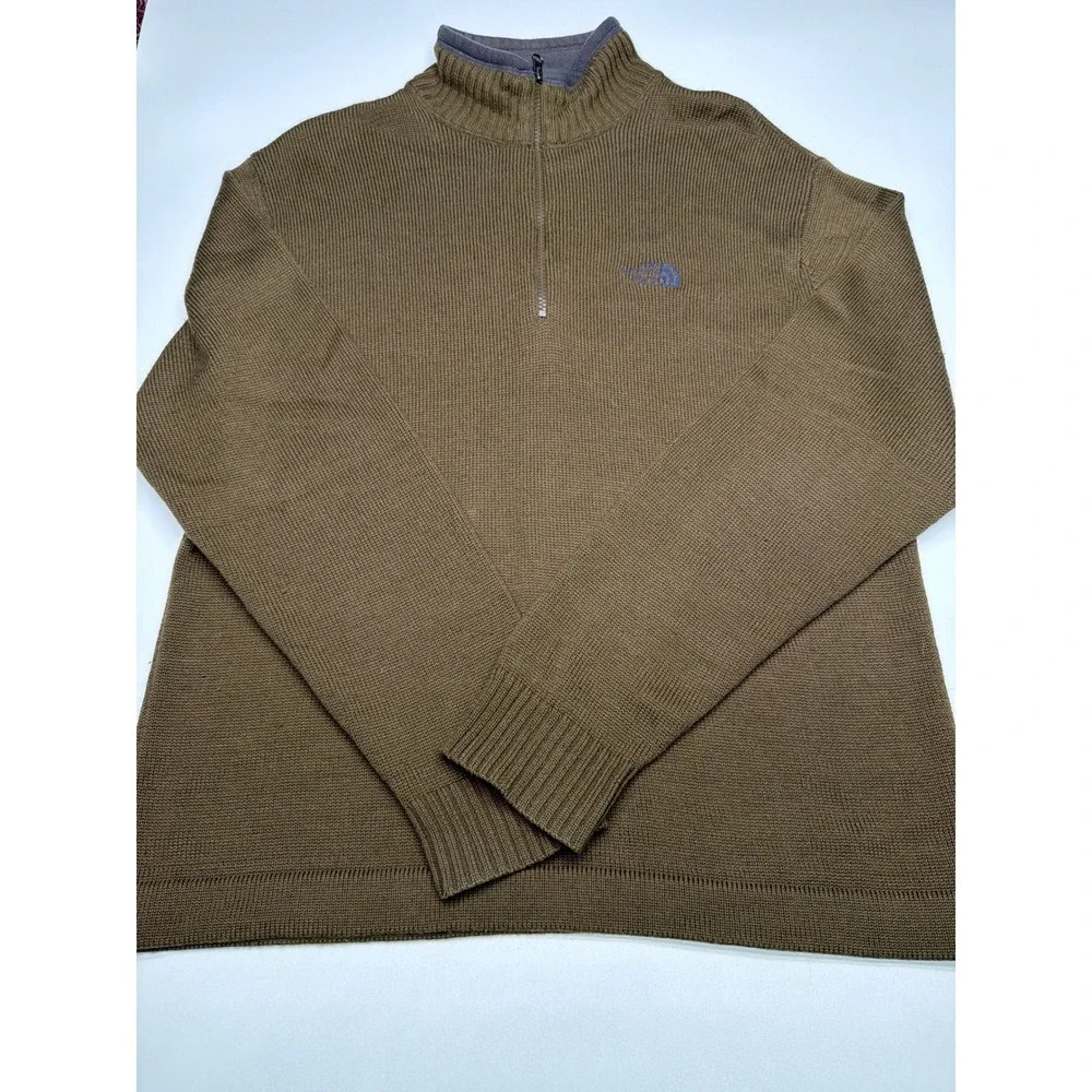 The North Face A5 Series Mens Green Wool‎ Blend Quarter Zip Pullover Sweater
